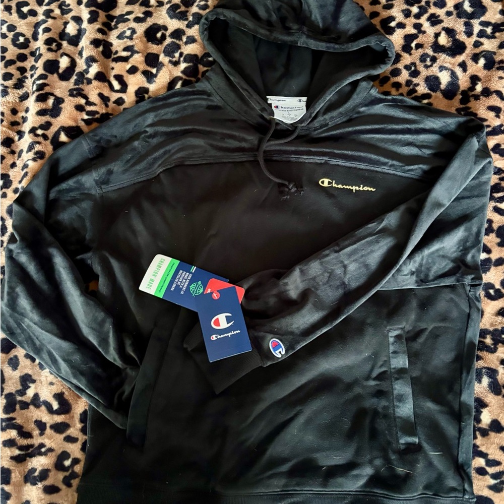 Champion Black Velour Hoodie